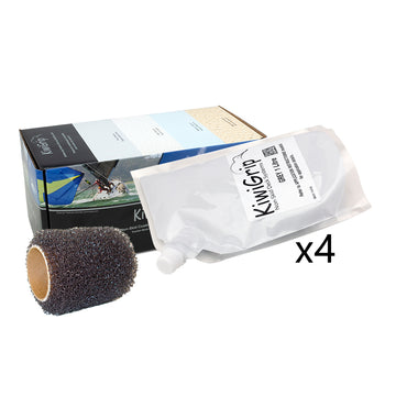 KiwiGrip Non-Skid Deck Coating System, 4 x 1L Grey Pouches with 4" Roller
