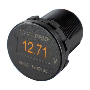 Sea-Dog Round OLED Voltmeter, 8-60VDC, IP66, Daylight Readable