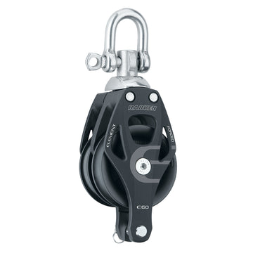 Harken 60mm Double Aluminum Element Block w/Swivel & Becket, 3032 lb Load