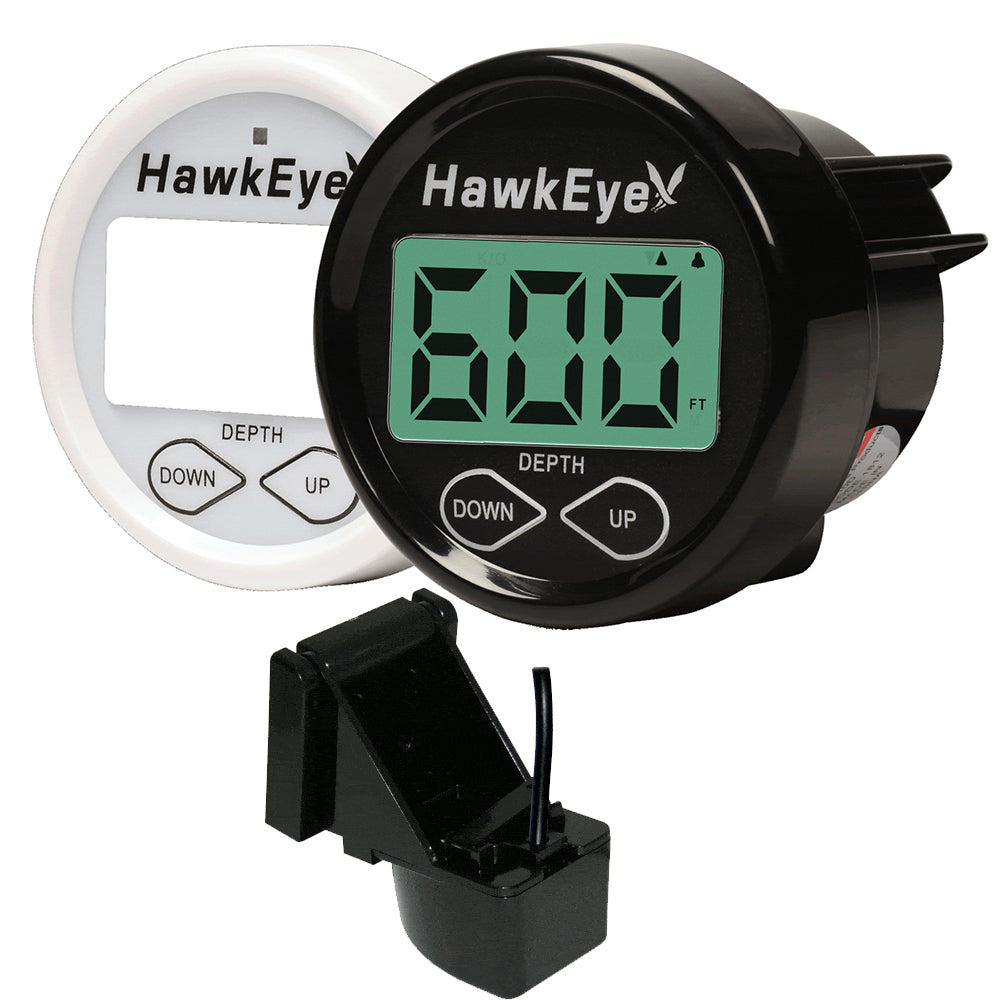 HawkEye DepthTrax 2BX In-Dash Digital Depth and Temp Gauge with Transom Mount Transducer