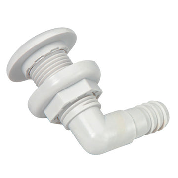Johnson Pump Thru-Hull Connector, 3/4" 90° White, Acetal Resin