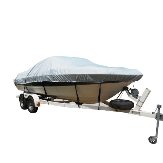 Carver Flex-Fit™ PRO Polyester Size 3 Boat Cover f/Fish & Ski Boats I/O or O/B & Wide Bass Boats - Grey