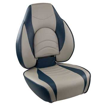 Springfield Marine Fish Pro 1 High Back Folding Boat Seat, Blue/Grey