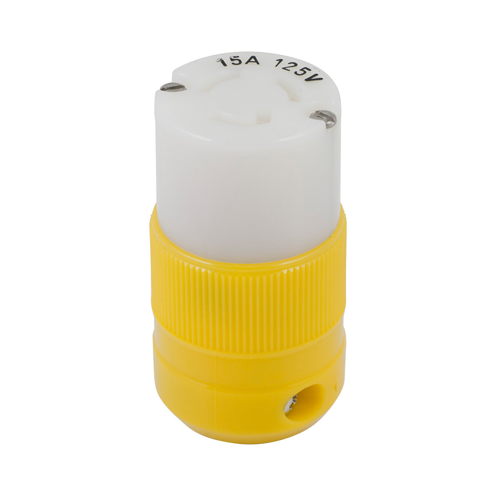 Marinco 15A 125V Locking Shore Power Connector, Yellow – UL Listed