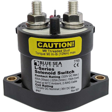 Blue Sea Systems L-Series Solenoid Switch, 150A 12/24V DC, Continuous Duty