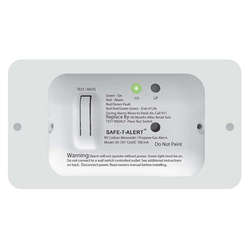 Safe-T-Alert 85 Series Carbon Monoxide Propane Gas Alarm, 12V White, UL Listed