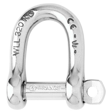 Wichard Self-Locking D Shackle, 10mm, 1890 lb WLL, 316L Stainless Steel