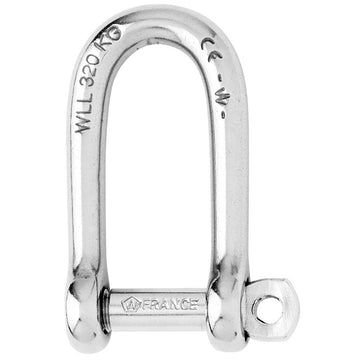 Wichard 8mm Long D Shackle, 316L Stainless Steel, 1190 lb WLL