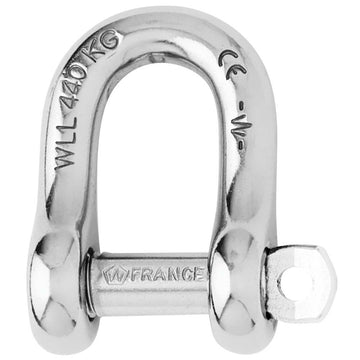 Wichard Marine Captive Pin D Shackle, 6mm (1/4") – 970 lb WLL, 316L Stainless