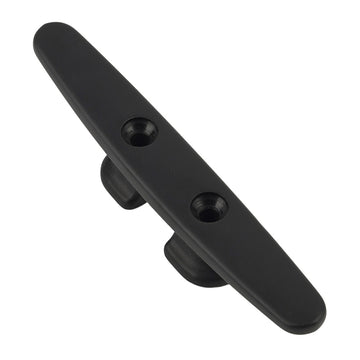 Schaefer Marine 70-95 Open Base Aluminum Deck Cleat, 5-inch, Black Anodized