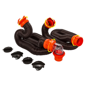 Camco RhinoFLEX 20' RV Sewer Hose Kit with 4-in-1 Swivel Elbow