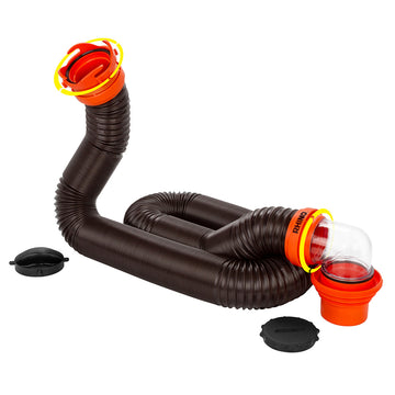 Camco RhinoFLEX 15' RV Sewer Hose Kit with 4-in-1 Elbow Adapter
