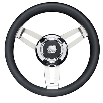 Uflex Morosini 13.8" Steering Wheel, Black PU, 304 Stainless Steel Spokes