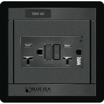 Blue Sea Systems 360 Panel GFCI Dual Outlet, 120V AC 20A, Marine-Grade