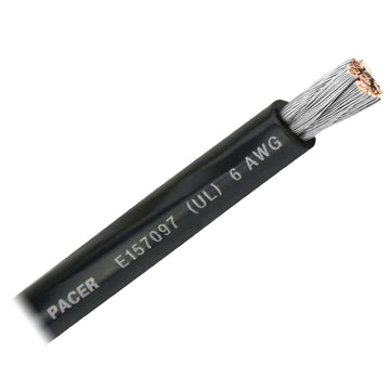 Pacer 6 AWG Marine Battery Cable, Black, Sold by the Foot