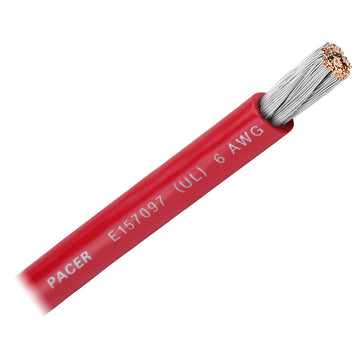 Pacer Marine 6 AWG Battery Cable, Red – UL Listed, Made in USA