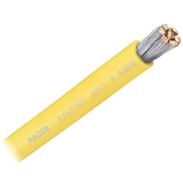 Pacer 4 AWG Marine Battery Cable, Yellow – UL Listed & Made in USA