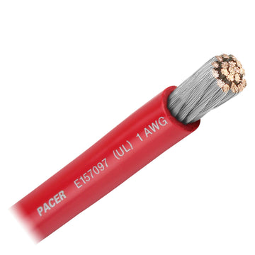 Pacer 1 AWG Marine Battery Cable, Red, UL/ABYC/USCG Compliant