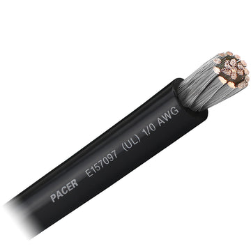 Pacer 1/0 AWG Marine Battery Cable, Black, UL Listed, Made in USA