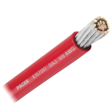 Pacer Marine Battery Cable, 1/0 AWG Red – UL Listed, Made in USA