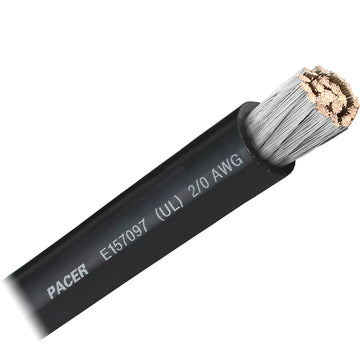 Pacer 2/0 AWG Marine Battery Cable, Black – USA Made & UL-Approved