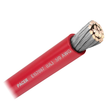 Pacer 3/0 AWG Marine Battery Cable, Red – UL Listed, Made in USA