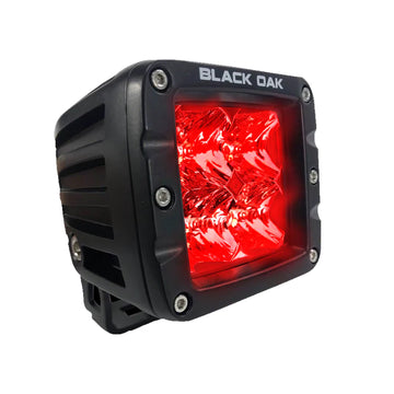 Black Oak LED 2 in. Pro Series 3.0 Red Predator Hunting Pod Light - Flood Optics