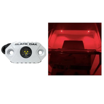 Black Oak LED Rock Accent Light, Red LEDs, White Housing, 12V, IP69K Rated