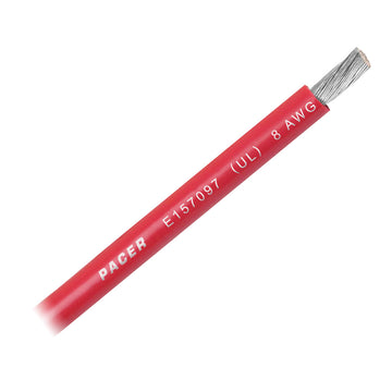 Pacer 8 AWG Marine Battery Cable, Red, 600V, Sold by the Foot