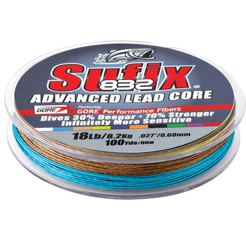 Sufix 832 Advanced Lead Core, 12lb, 100 yds, 10-Color Metered