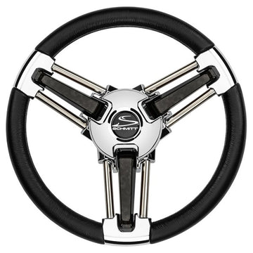 Schmitt Marine Burano Wheel, 14" Black Polyurethane with Stainless Spokes