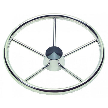 Schmitt Marine 170 Destroyer 5-Spoke Steering Wheel, 13.5 in., Stainless Steel with Knob