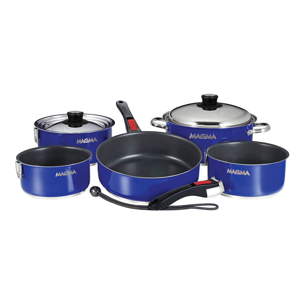 Magma Nestable 10-Piece Induction Cookware Set, Stainless Steel - Cobalt Blue
