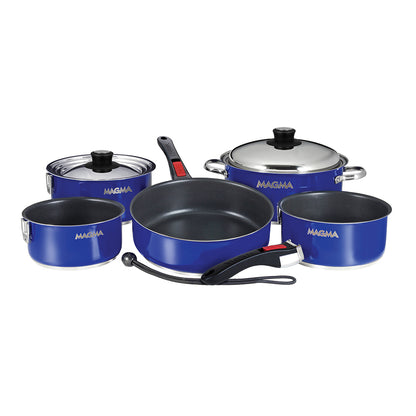 Magma Nestable 10-Piece Induction Cookware Set, Stainless Steel - Cobalt Blue