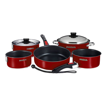 Magma 10-Piece Nestable Induction Non-Stick Cookware Set, Magma Red