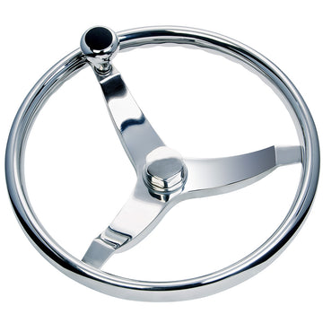 Schmitt Marine Vision FX 714 Steering Wheel, 13.5" Stainless Steel w/ Knob
