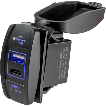Sea-Dog USB & USB-C Rocker Switch Power Socket - 4.8A