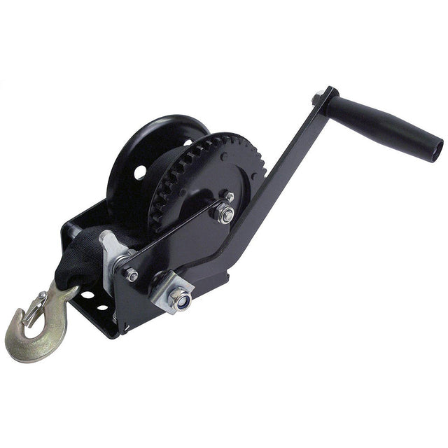 Attwood 1200 lb. Manual Single Drive Boat Trailer Winch with 20 ft. Strap