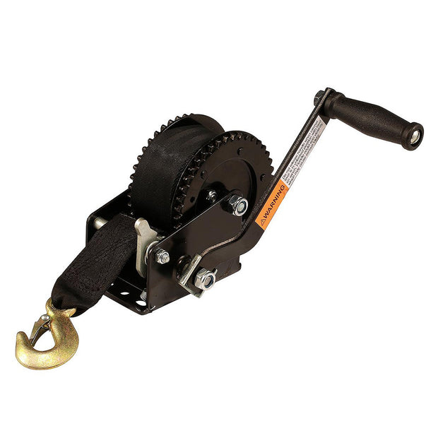 Attwood 2000 lb Dual Drive Manual Boat Trailer Winch with 20 ft. Strap